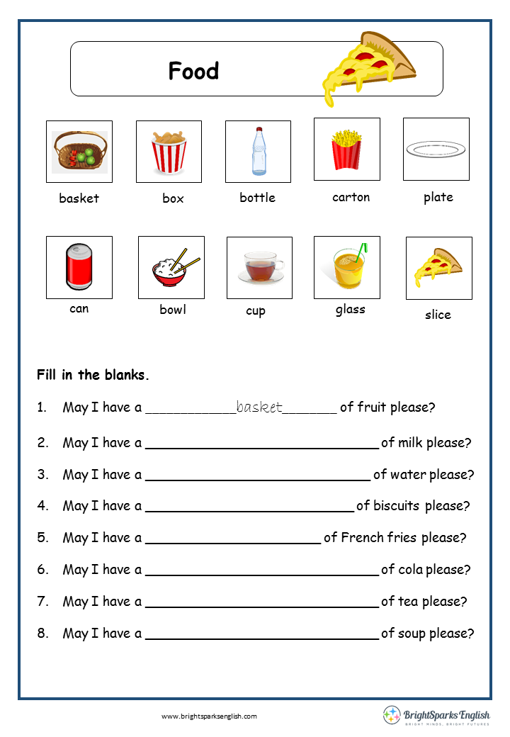 Food Vocabulary English Worksheet