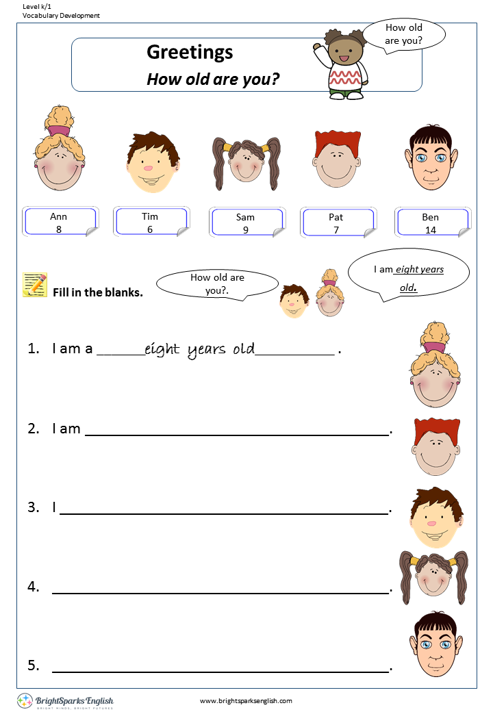 How Old Are You English Worksheet English Treasure Trove