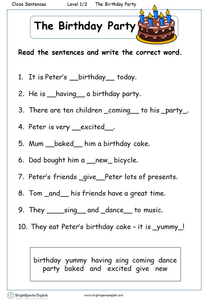 Birthday Worksheets For Grade 1