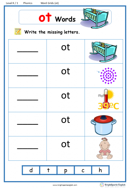 Word Family ot Word Grids English Phonics Worksheet ...