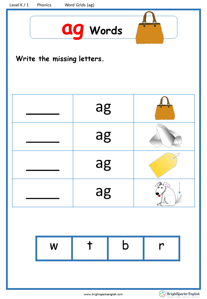 Worksheet Sentence Family Words Ag Kindergarten