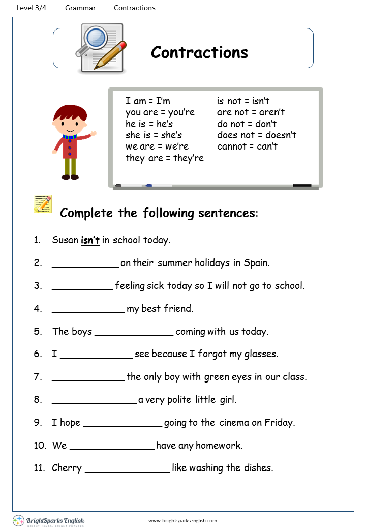 Contractions Worksheet 5 Answer Key