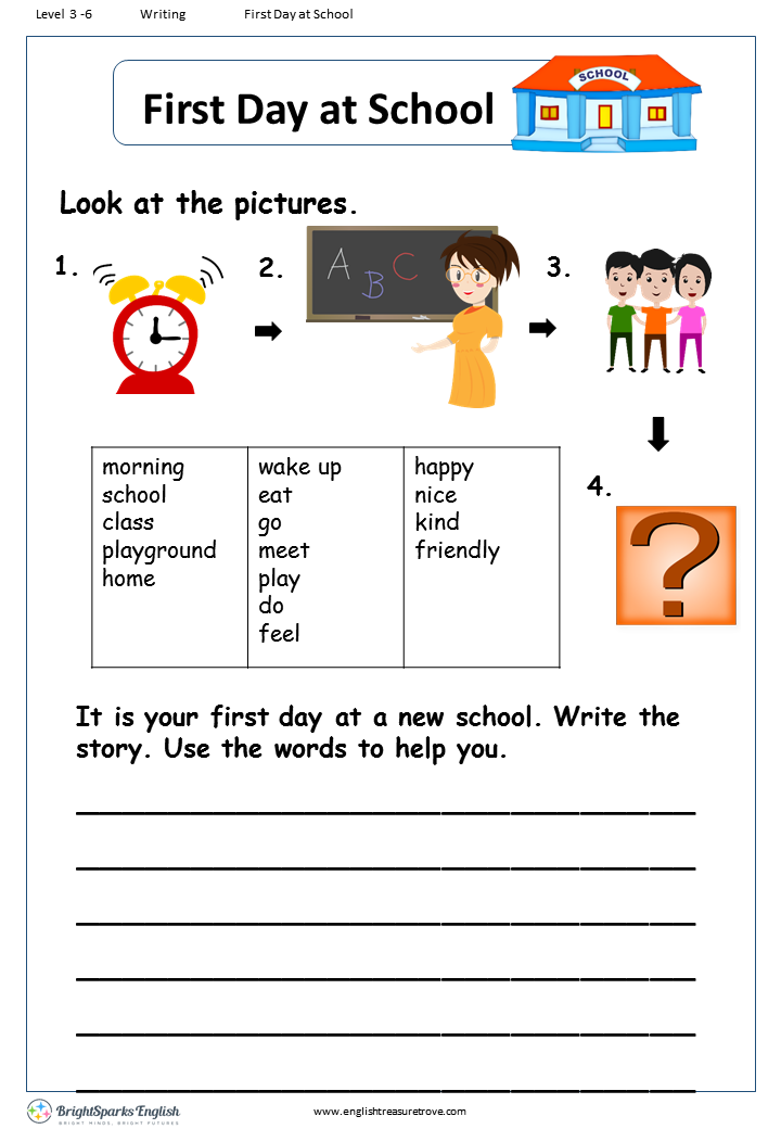 first-day-at-school-english-writing-worksheet-english-treasure-trove