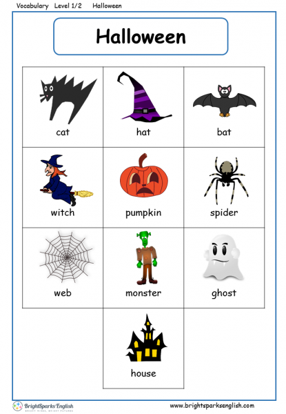 Halloween English Vocabulary Worksheet – English Treasure Trove