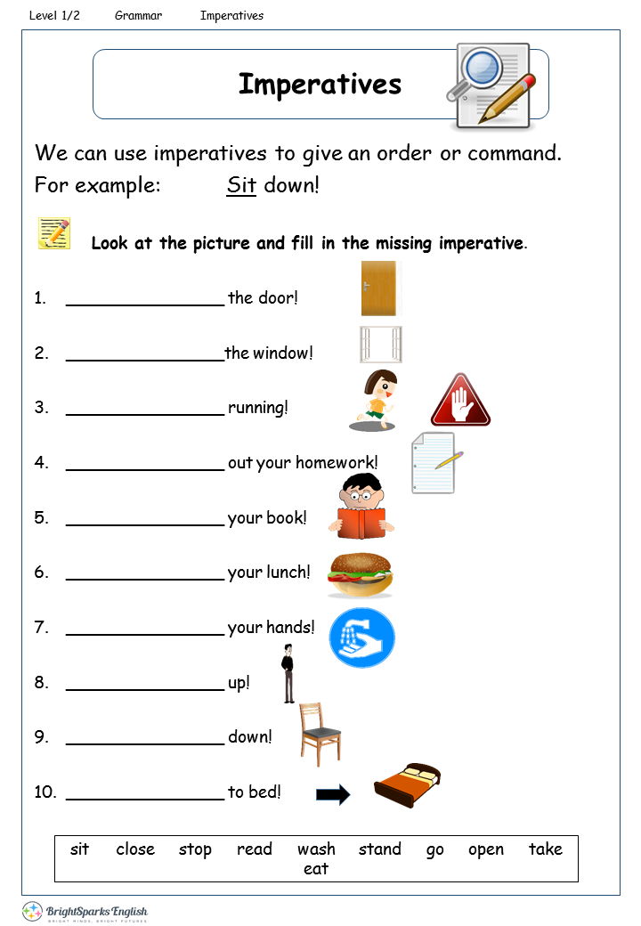 Subjects In Imperative Sentences Worksheet