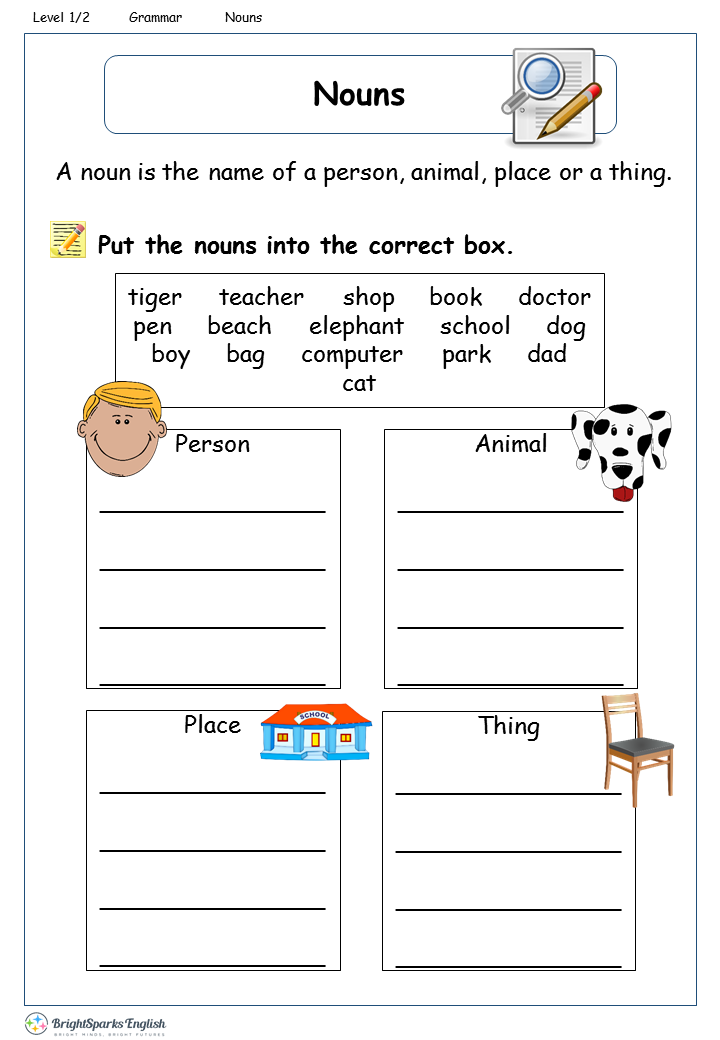 Nouns Worksheets For Kids