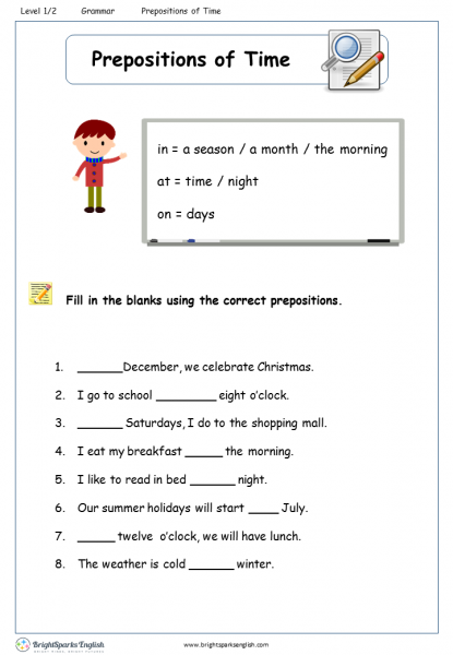 Prepositions of time презентация 3 класс