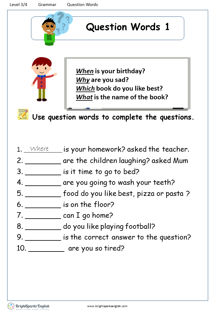 question words 1 worksheet english treasure trove