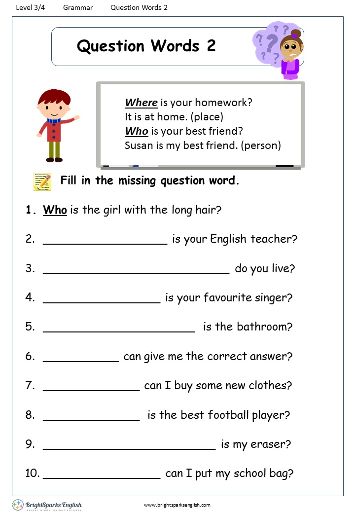question words worksheet 2 english treasure trove