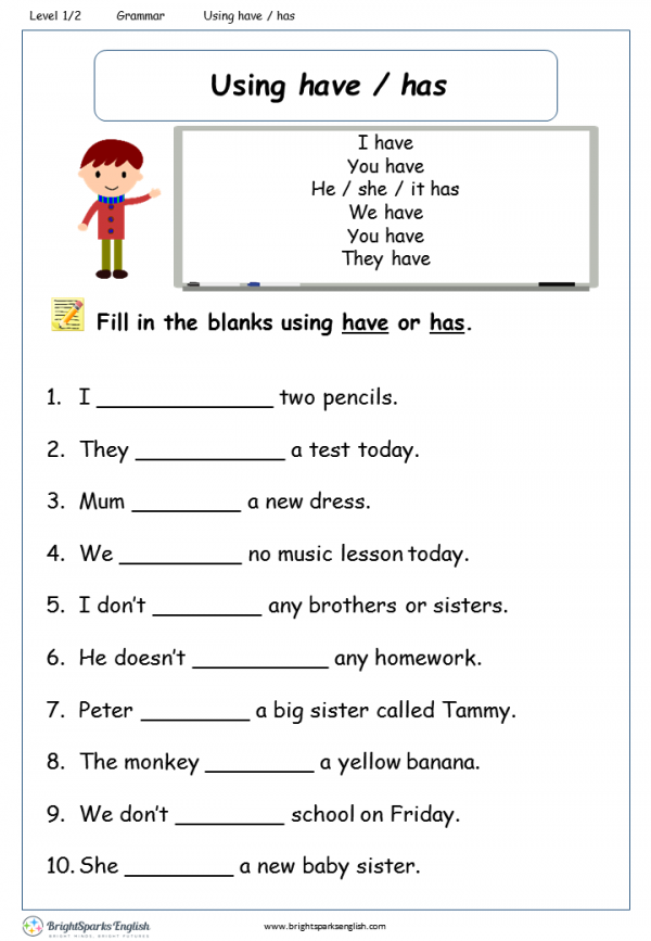 Free Printable Worksheets Contracions Using Have And Has