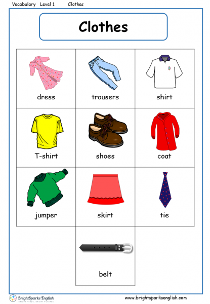 clothes english vocabulary worksheet english treasure trove
