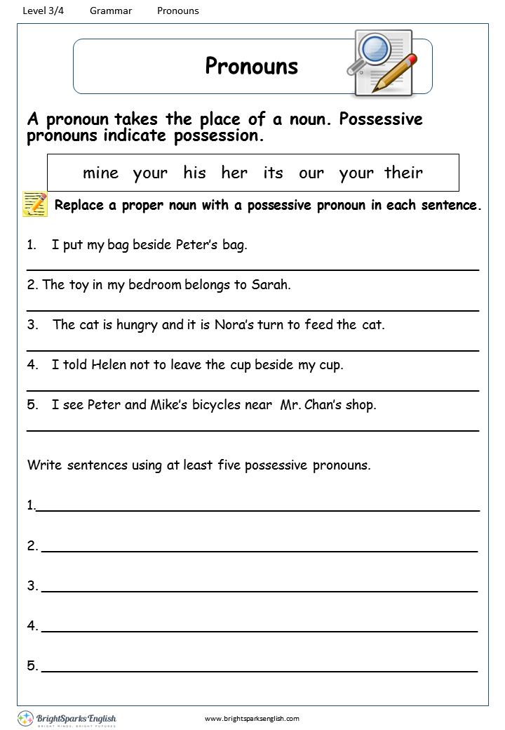 Pronouns Worksheet 6th Grade