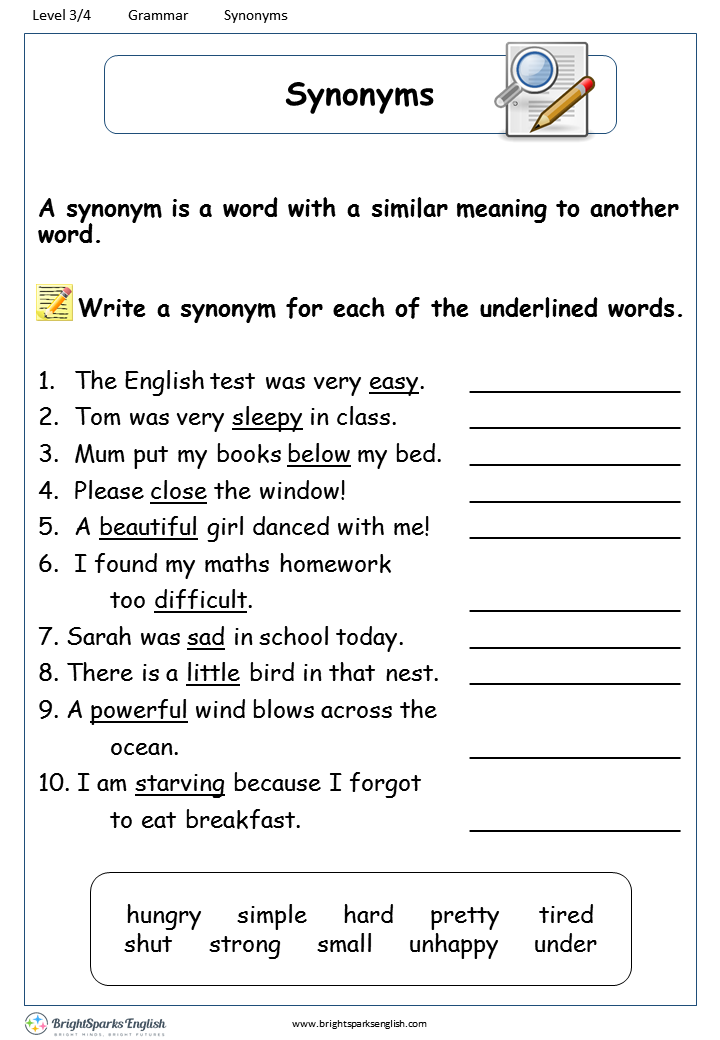 homework synonym in english