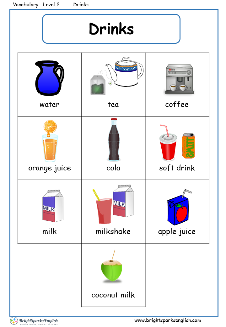 Food And Drinks English Vocabulary Printable Worksheets