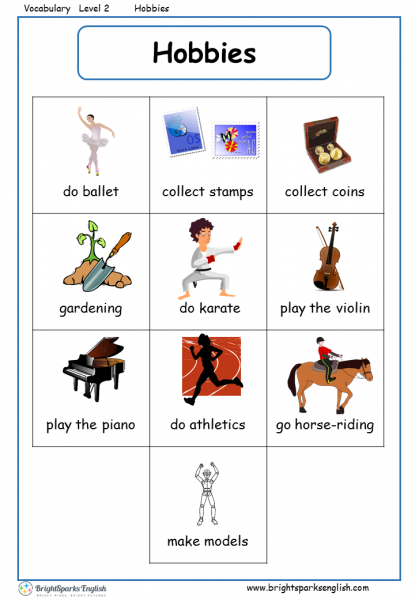 hobbies english vocabulary worksheet english treasure trove