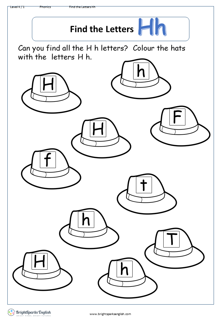 Find the hat. Задания на букву HH. HH Worksheet. Letter h Worksheets for Kids. Буква HH В английском языке упражнения.