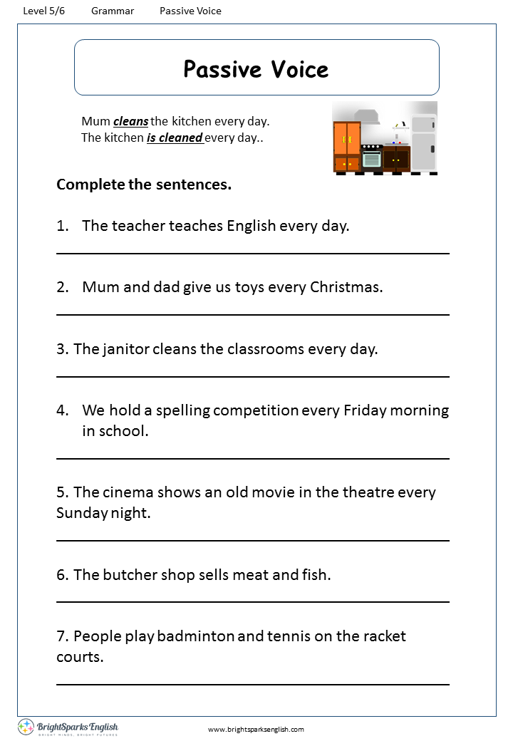 The rooms clean every day passive. Passive Voice Worksheets.
