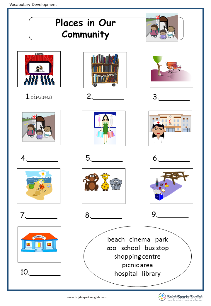 Places In Our Community English Vocabulary Worksheet English Treasure Trove