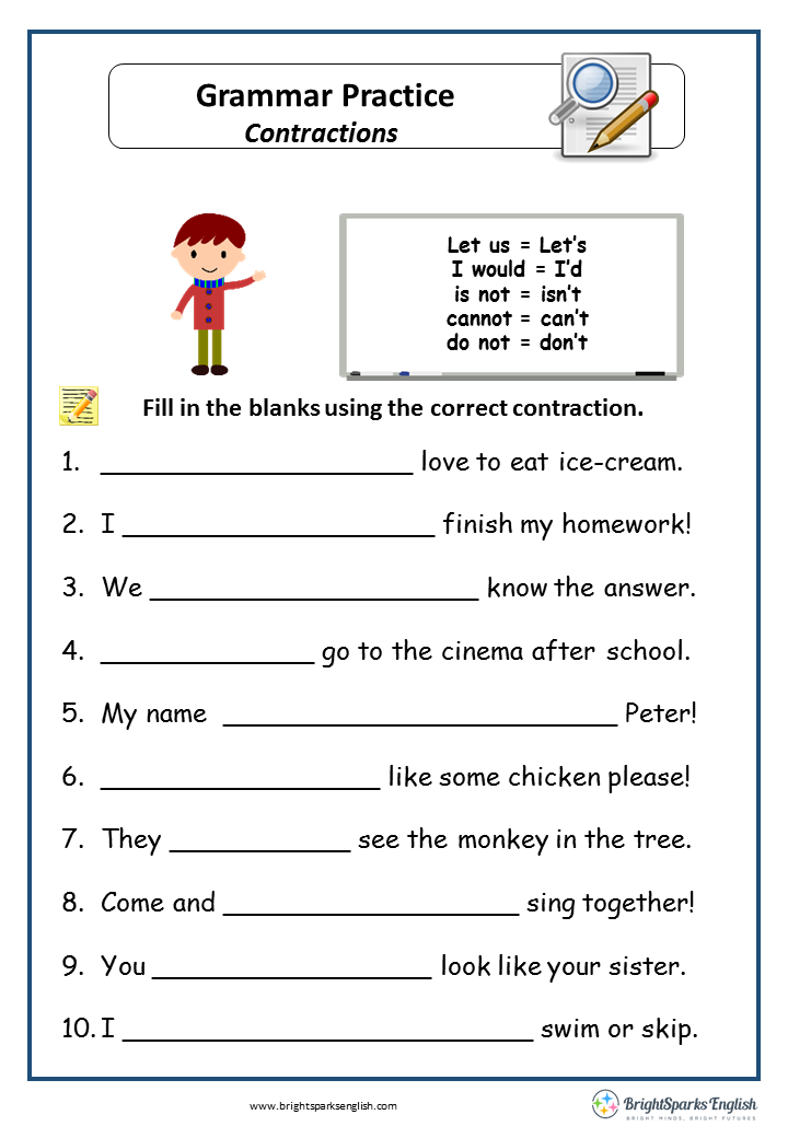 English For Everyone Contractions Worksheet