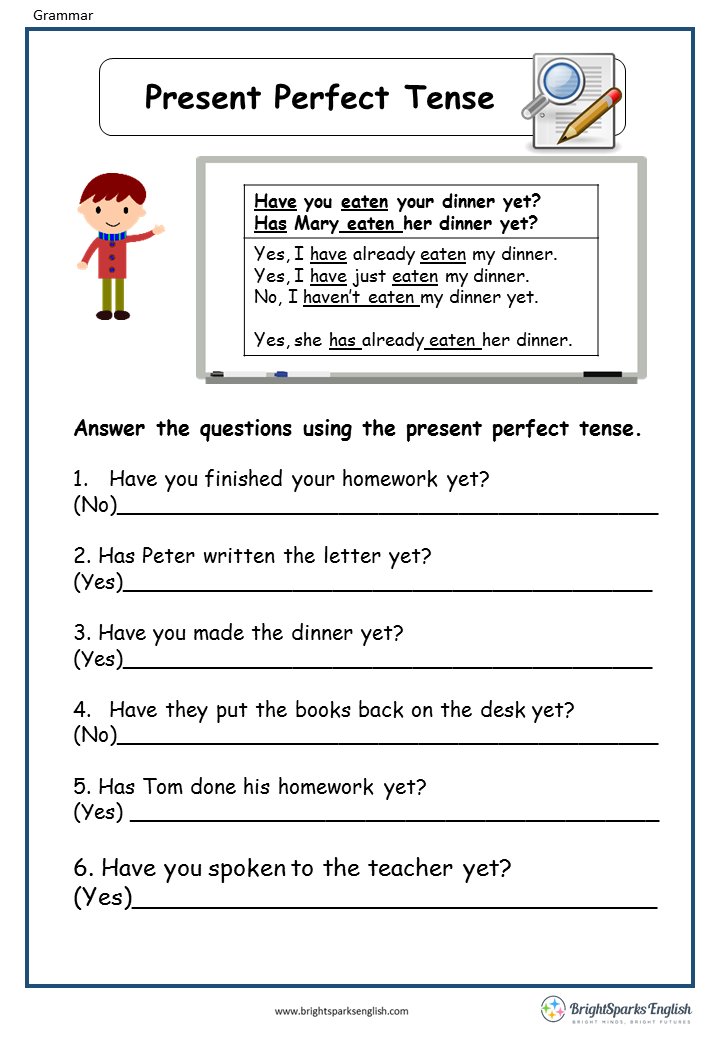 Worksheet Of Present Perfect Tense For Class 5th