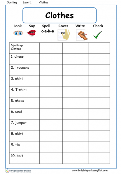 Clothes Worksheets