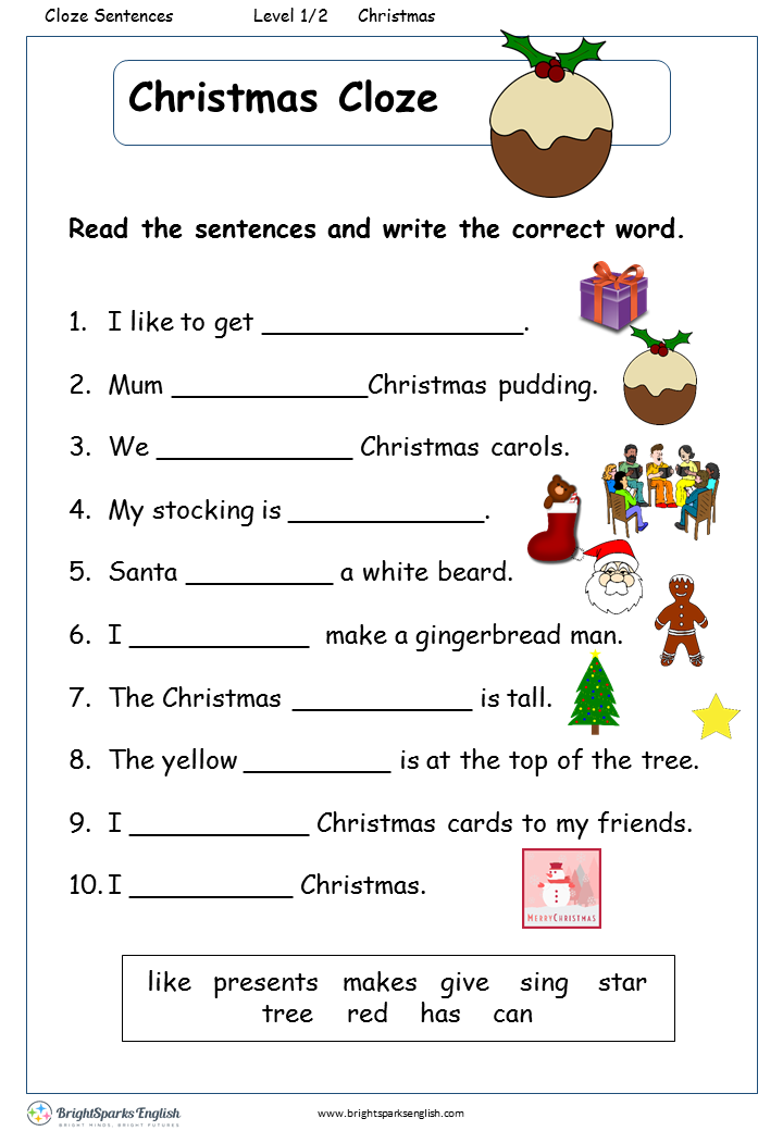 English Worksheets Christmas