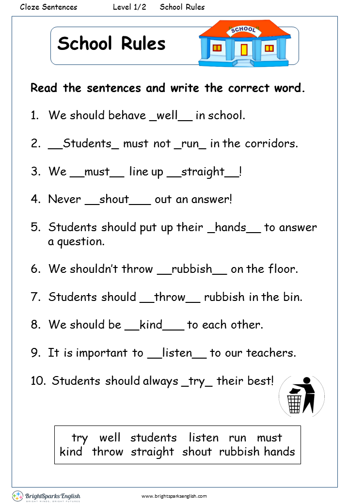 Reading Rules In English Worksheets