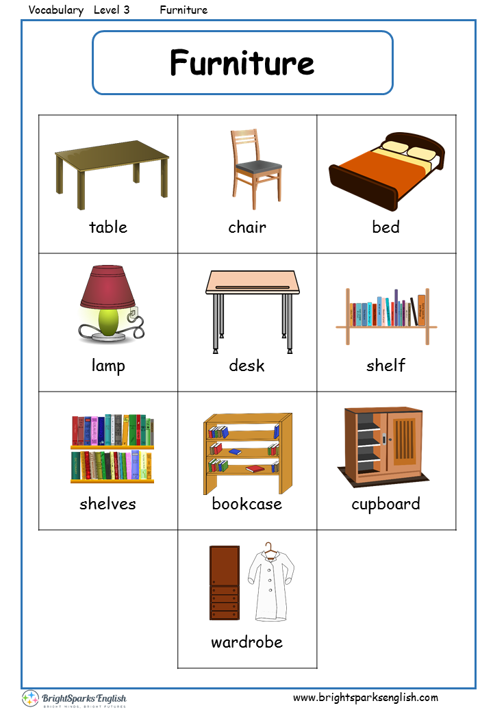 English Worksheets Furniture