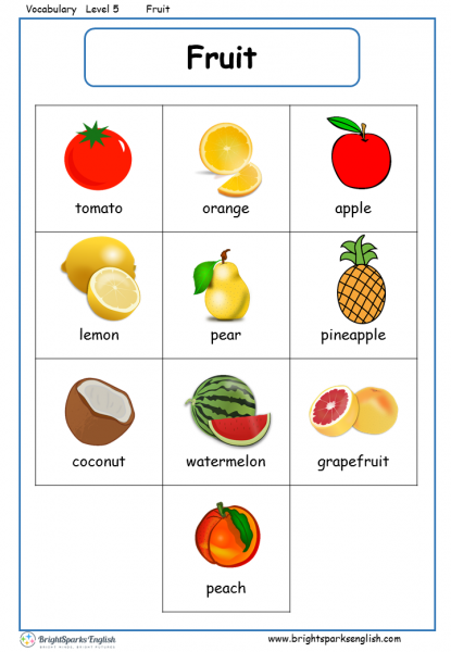 Vocab level 5 Fruit