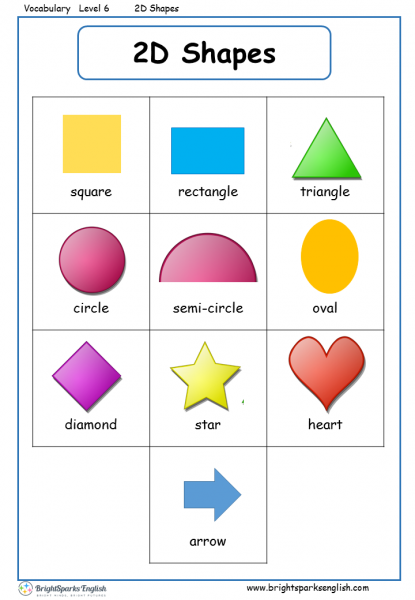 2D Shapes Quiz, Shape Vocabulary Picture Test - worksheetspack